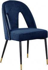 Akoya Velvet Dining Chair Set Of 2 In Navy - 794Navy - C | Meridian | Home Elegance USA