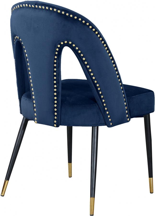 Akoya Velvet Dining Chair Set Of 2 In Navy - 794Navy - C | Meridian | Home Elegance USA