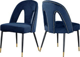 Akoya Velvet Dining Chair Set Of 2 In Navy - 794Navy - C | Meridian | Home Elegance USA