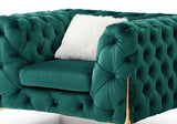 Moderno Tufted Chair Finished in Velvet Fabric in Green - Home Elegance USA