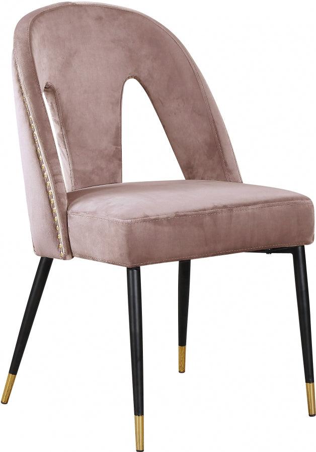 Akoya Velvet Dining Chair Set Of 2 In Pink - 794Pink - C | Meridian | Home Elegance USA