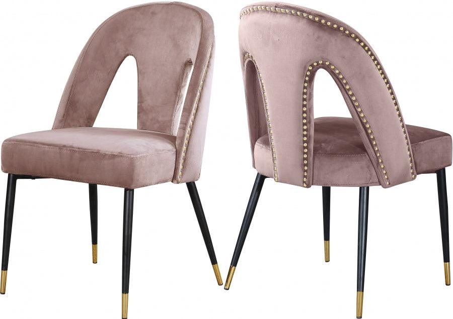 Meridian Furniture - Akoya Velvet Dining Chair Set Of 2 In Pink - 794Pink-C