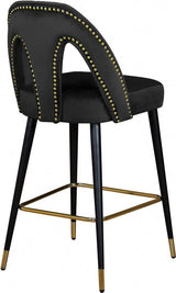 Akoya Velvet Counter Stool Set Of 2 In Black - 795Black - C | Meridian | Home Elegance USA