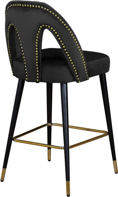 Meridian Furniture - Akoya Velvet Counter Stool Set Of 2 In Black - 795Black-C