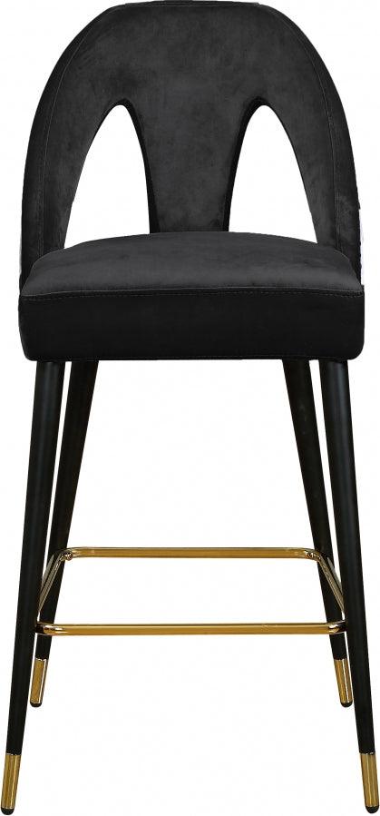 Meridian Furniture - Akoya Velvet Counter Stool Set Of 2 In Black - 795Black-C