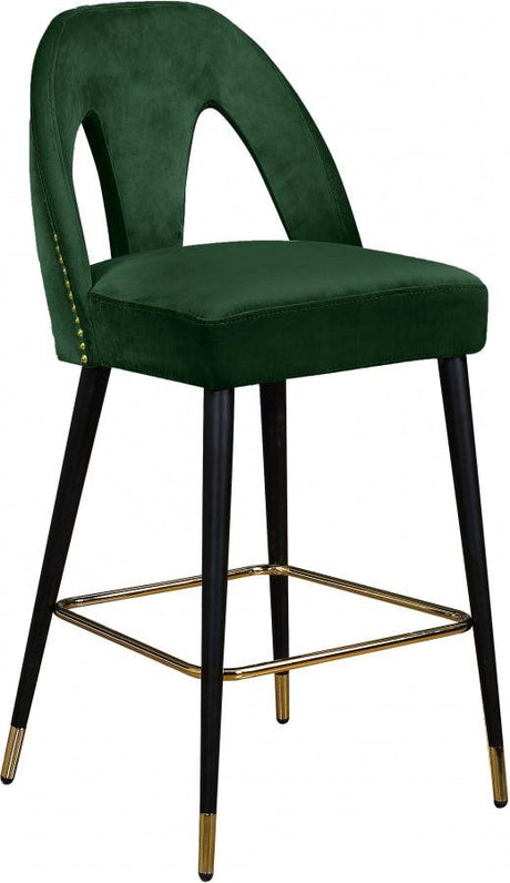 Meridian Furniture - Akoya Velvet Counter Stool Set Of 2 In Green - 795Green-C