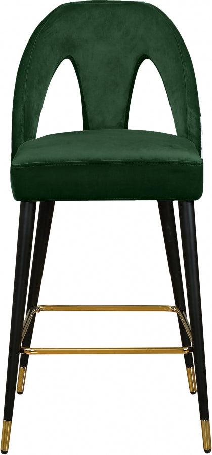 Akoya Velvet Counter Stool Set Of 2 In Green - 795Green - C | Meridian | Home Elegance USA