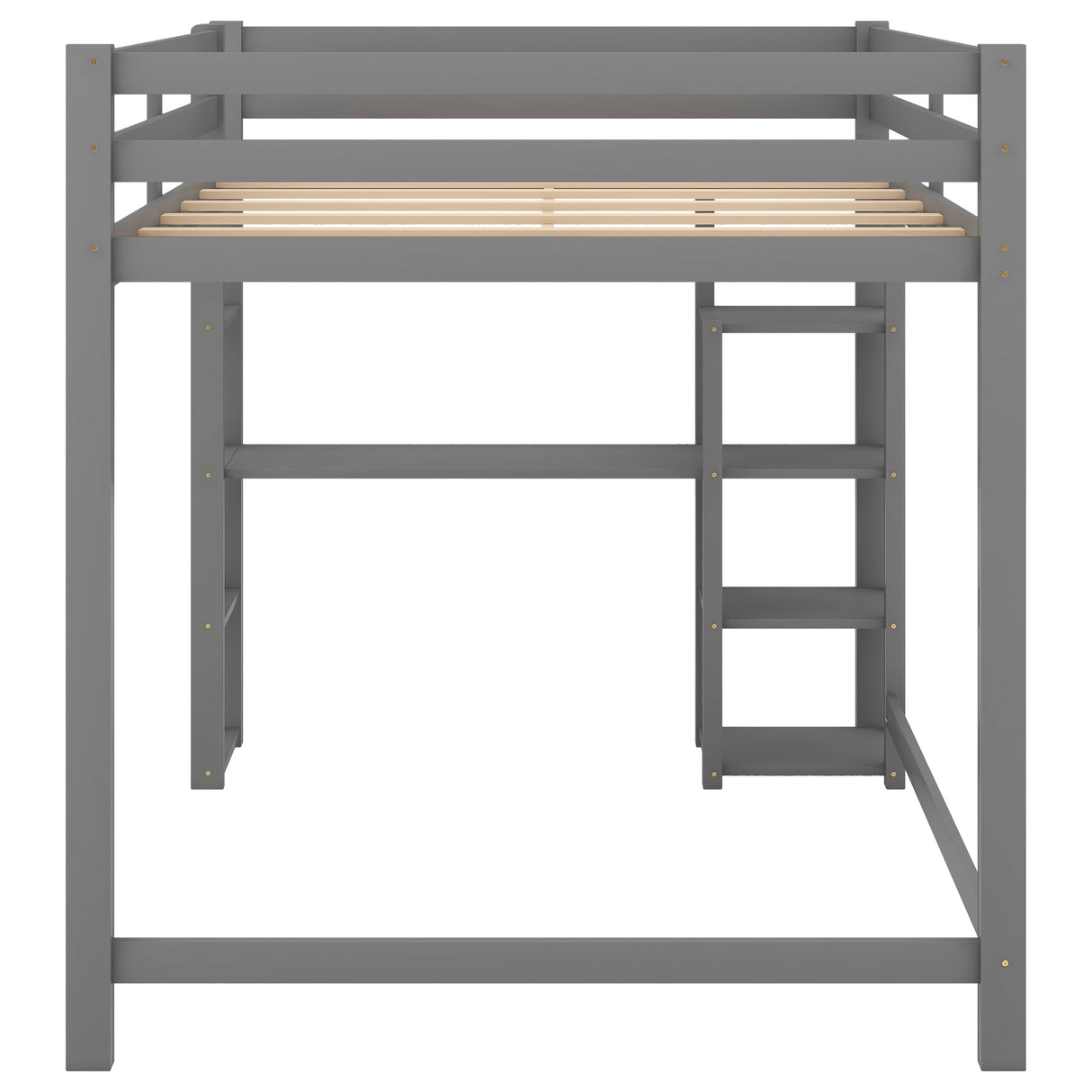 Full Size Loft Bed with Built-in Desk and Shelves,Gray - Home Elegance USA