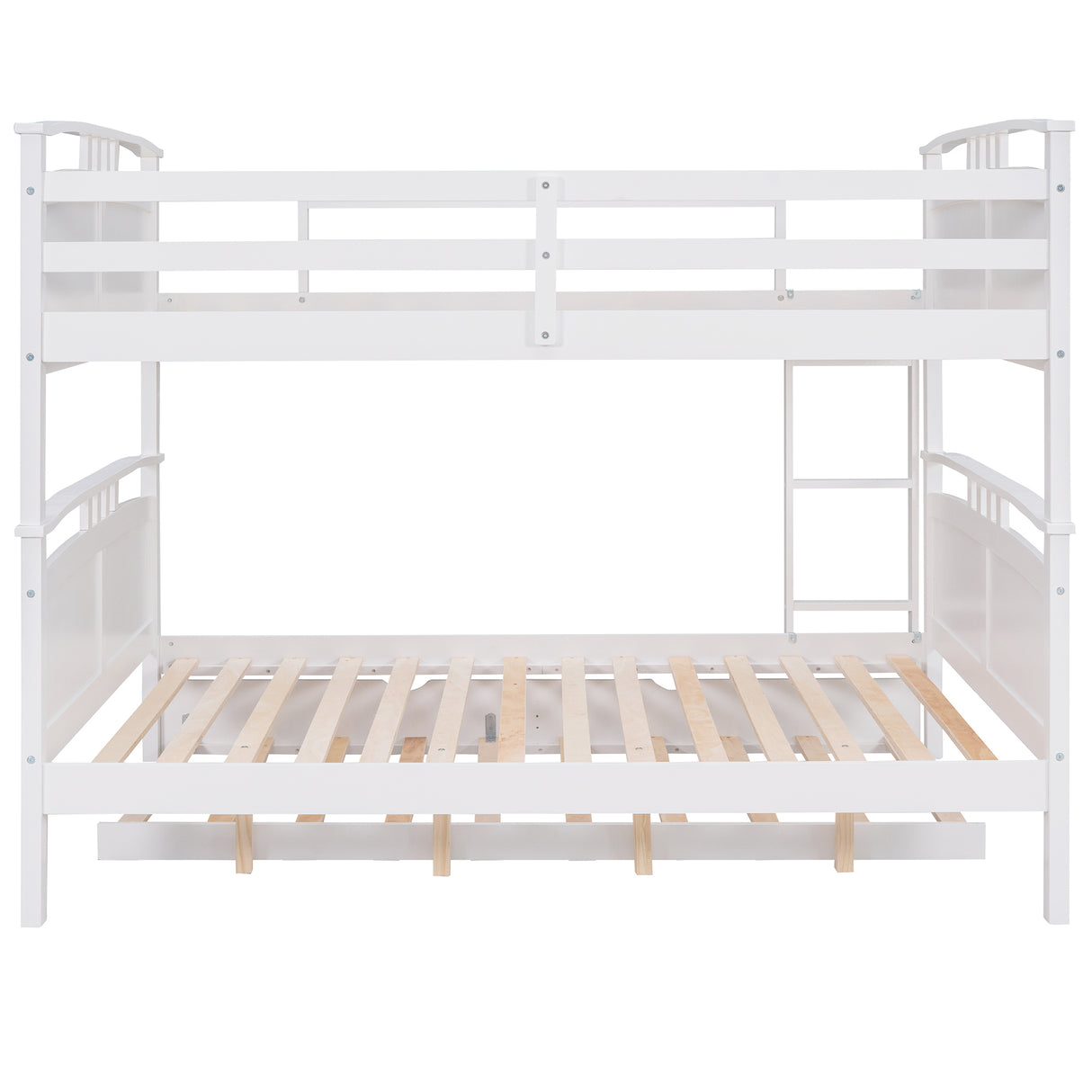 Full-Over-Full Bunk Bed with Twin size Trundle , Separable Bunk Bed for Bedroom - White - Home Elegance USA