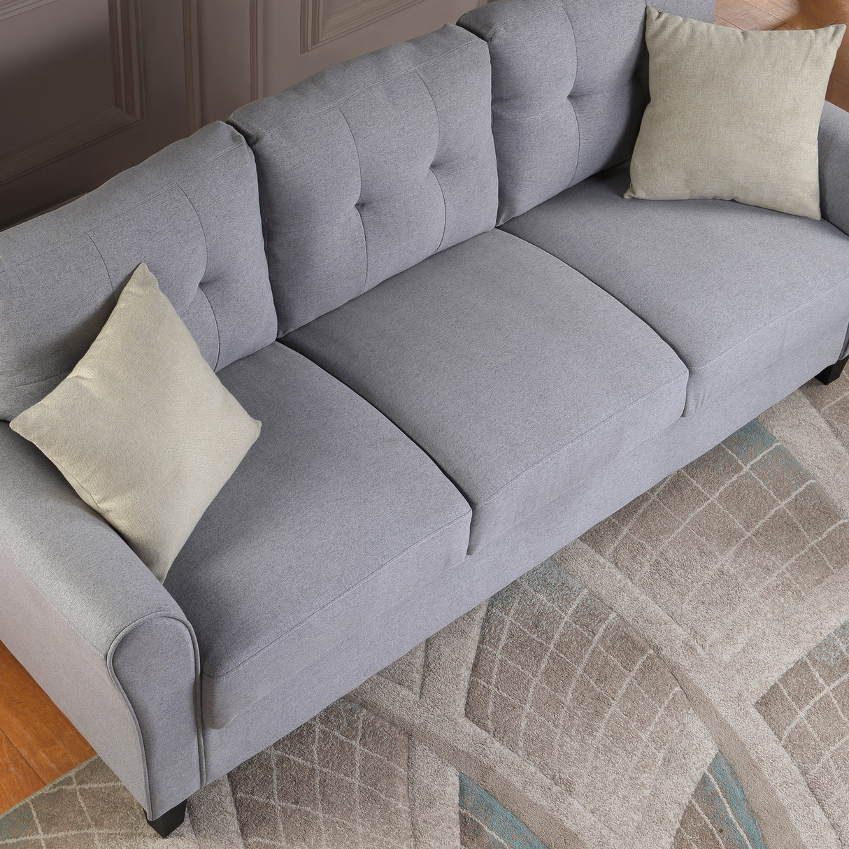 79.9" Modern Living Room Sofa Linen Upholstered Couch Furniture for Home or Office ,Light Grey*Blue,(3 - Seat,Old Sku:WF288519AAC) - WF300332AAC - image - 4