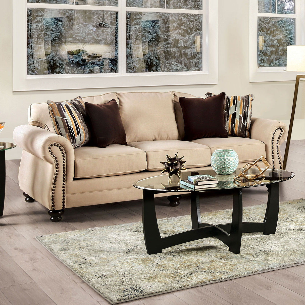 Kailyn - Sofa & Loveseat - Sand / Brown - Home Elegance USA