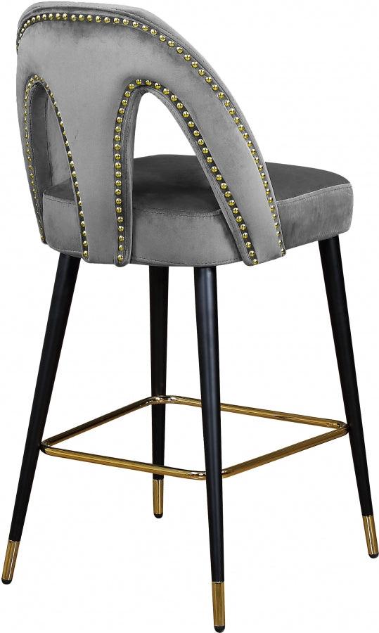 Meridian Furniture - Akoya Velvet Counter Stool Set Of 2 In Grey - 795Grey-C