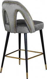 Akoya Velvet Counter Stool Set Of 2 In Grey - 795Grey - C | Meridian | Home Elegance USA