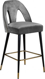 Akoya Velvet Counter Stool Set Of 2 In Grey - 795Grey - C | Meridian | Home Elegance USA