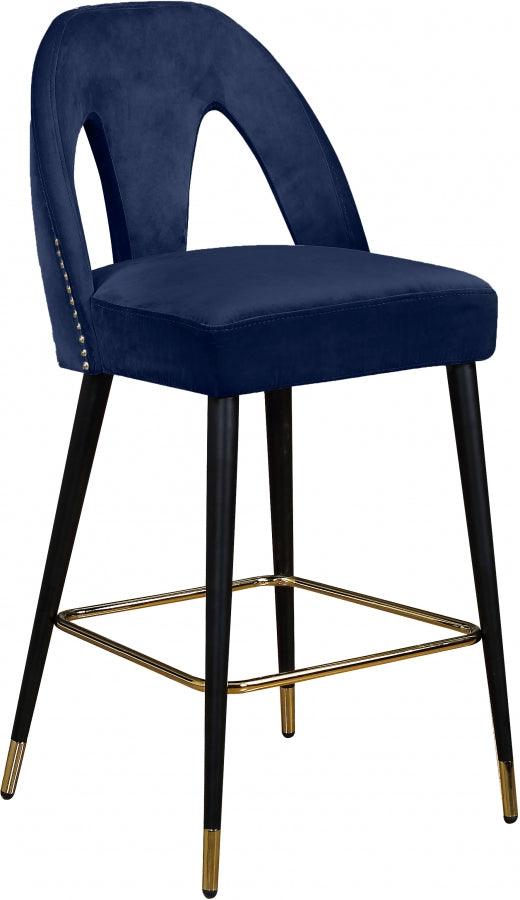 Akoya Velvet Counter Stool Set Of 2 In Navy - 795Navy - C | Meridian | Home Elegance USA