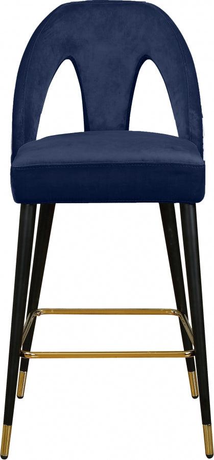 Meridian Furniture - Akoya Velvet Counter Stool Set Of 2 In Navy - 795Navy-C