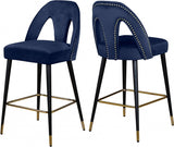 Akoya Velvet Counter Stool Set Of 2 In Navy - 795Navy - C | Meridian | Home Elegance USA