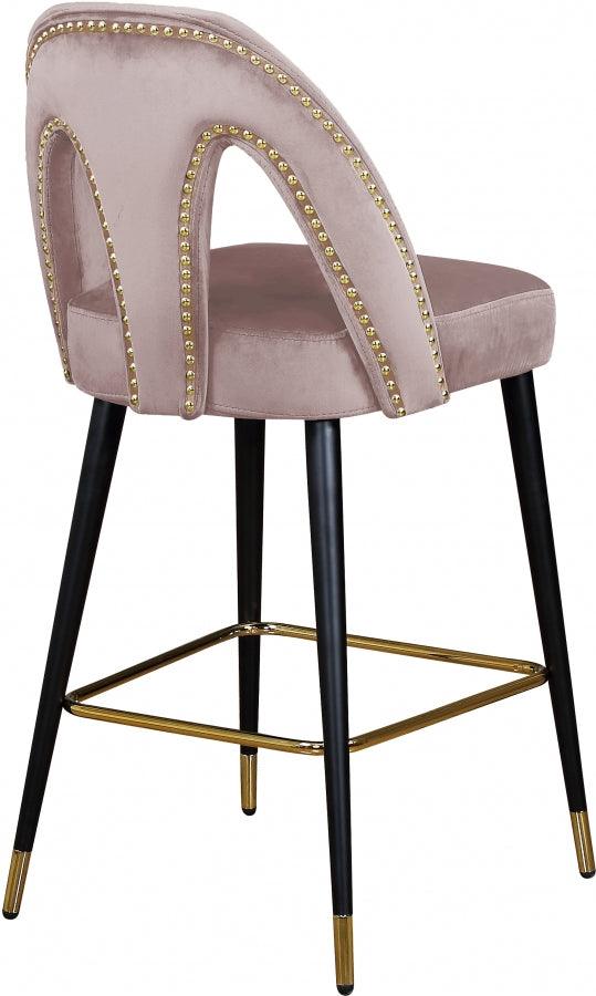 Akoya Velvet Counter Stool Set Of 2 In Pink - 795Pink - C | Meridian | Home Elegance USA