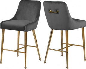 Owen Velvet Counter Stool In Grey- 745Grey | Meridian