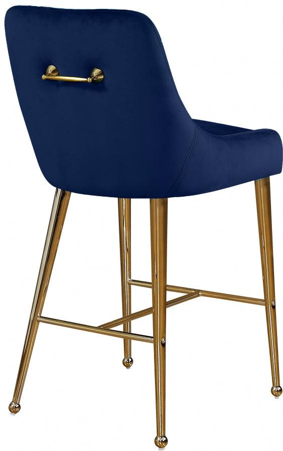 Meridian Furniture - Owen Velvet Counter Stool In Navy (Set Of 2) - 745Navy