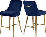 Meridian Furniture - Owen Velvet Counter Stool In Navy (Set Of 2) - 745Navy