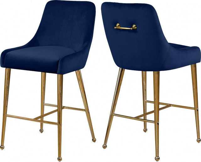 Meridian Furniture - Owen Velvet Counter Stool In Navy (Set Of 2) - 745Navy