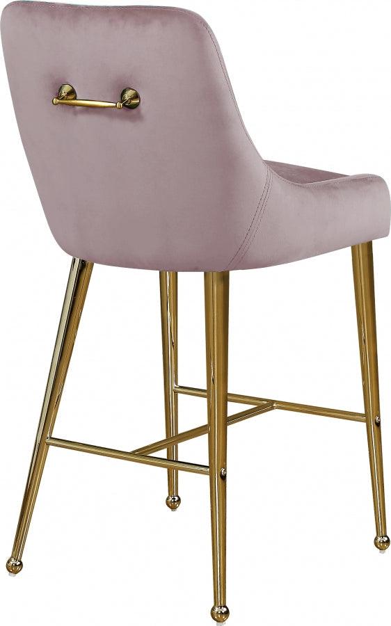 Meridian Furniture - Owen Velvet Counter Stool In Pink (Set Of 2) - 745Pink