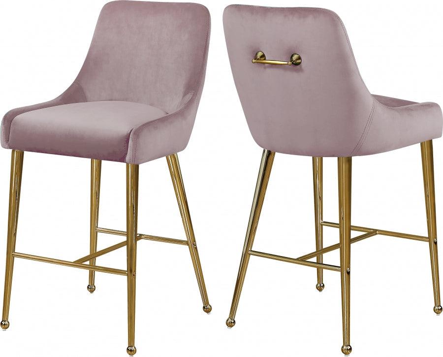 Meridian Furniture - Owen Velvet Counter Stool In Pink (Set Of 2) - 745Pink