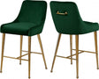 Owen Velvet Counter Stool In Green (Set Of 2) - 745Green | Meridian