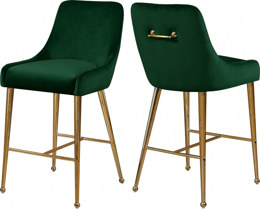 Meridian Furniture - Owen Velvet Counter Stool In Green (Set Of 2) - 745Green