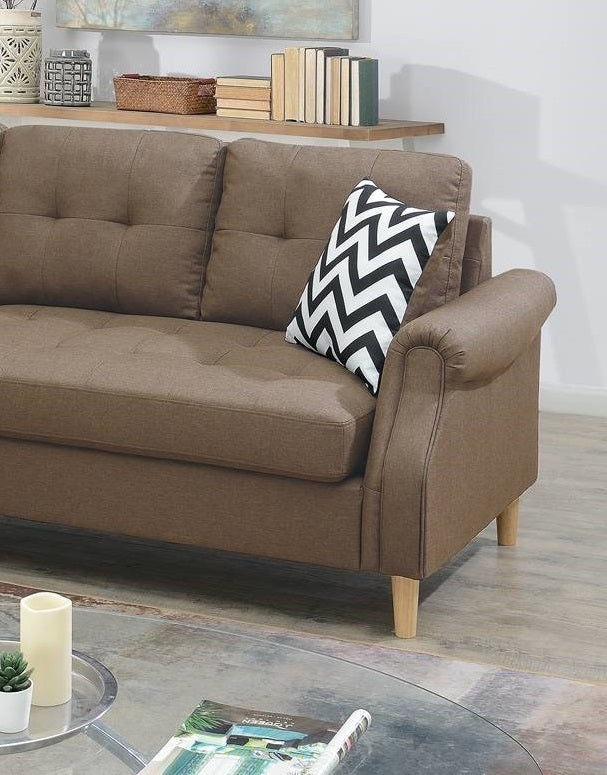 Living Room Corner Sectional Light Coffee Polyfiber Chaise sofa Reversible Sectional - Home Elegance USA