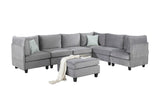 Simona Gray Velvet 7Pc Modular Sectional Sofa - Home Elegance USA