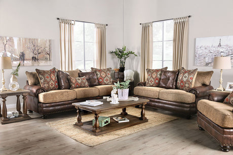 Fletcher - Sofa & Loveseat - Brown / Tan - Home Elegance USA