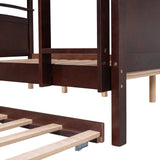 Full-Over-Full Bunk Bed with Twin size Trundle , Separable Bunk Bed for Bedroom - Espresso - Home Elegance USA