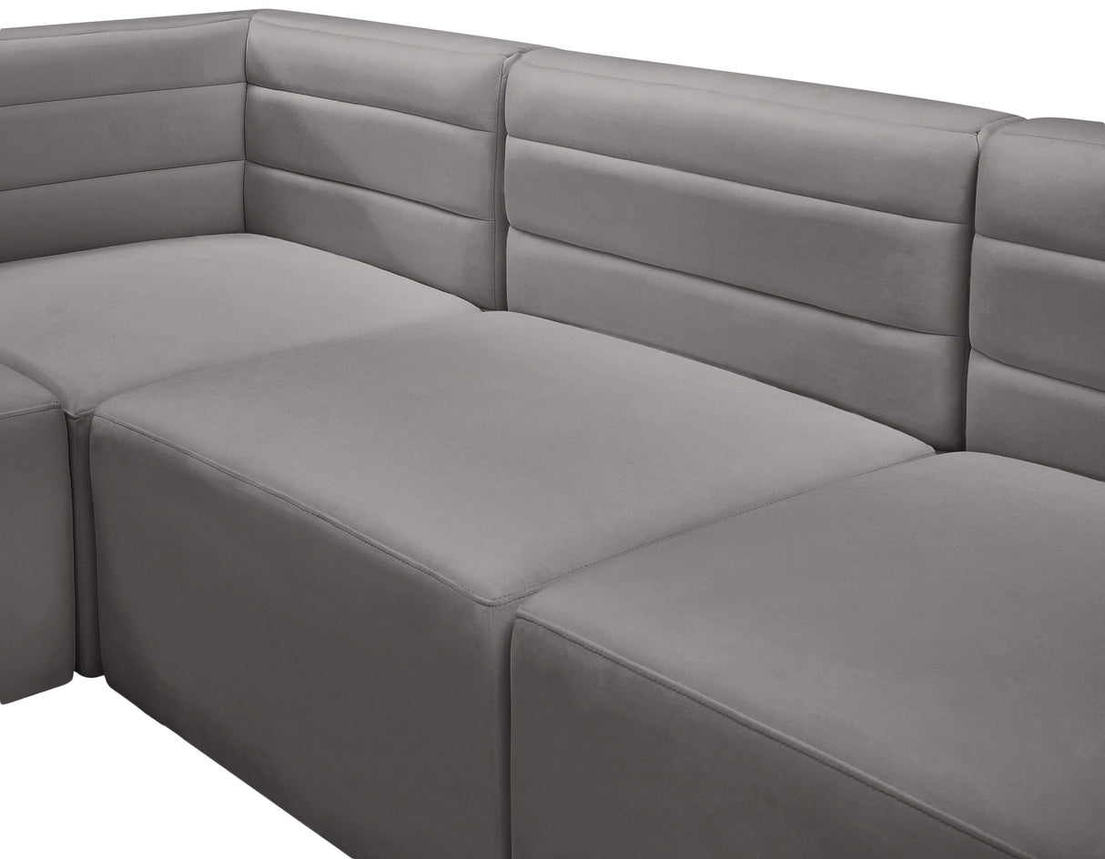 Quincy - Modular Sectional 5 Piece - Grey - Fabric - Modern & Contemporary - Home Elegance USA