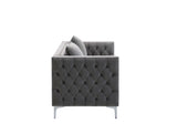 Lorreto Gray Velvet Fabric Sofa Loveseat Chair Living Room Set Home Elegance USA