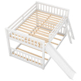 Full over Full Bunk Bed with Convertible Slide and Ladder, White - Home Elegance USA