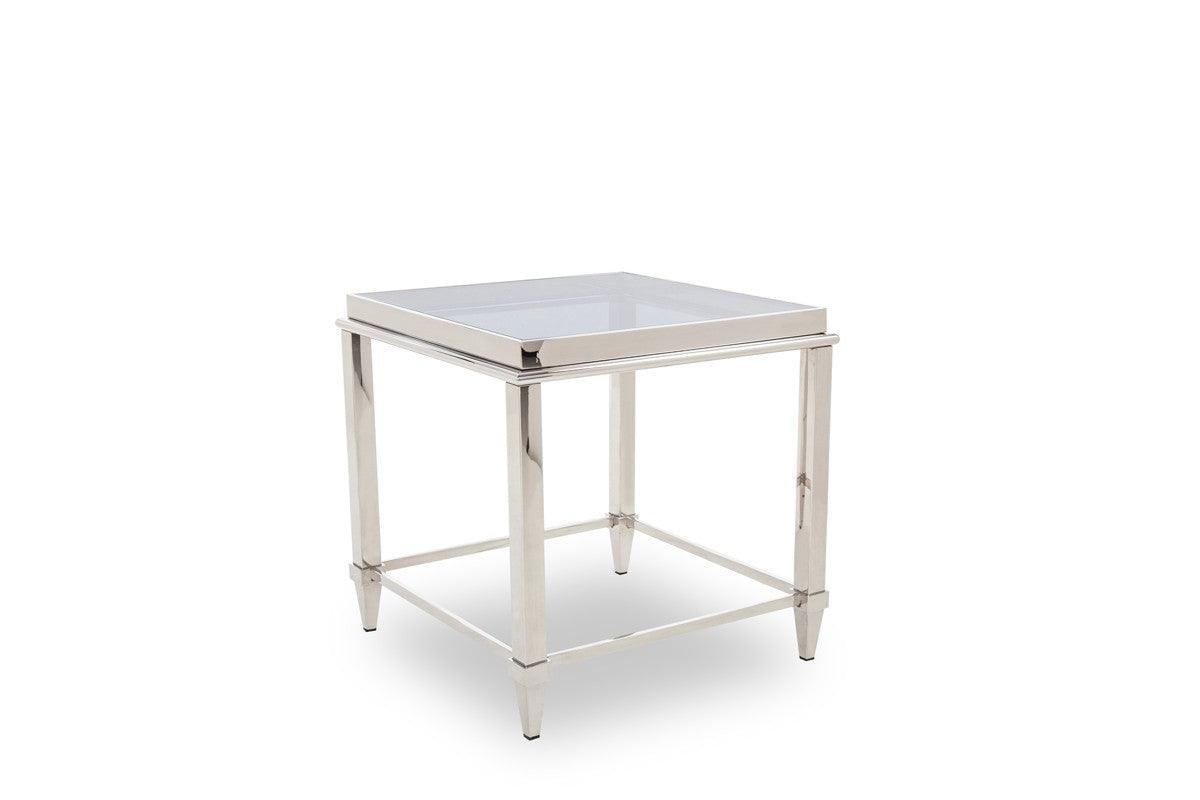 Vig Furniture - Modrest Agar Modern Glass & Stainless Steel End Table - Vghb235B