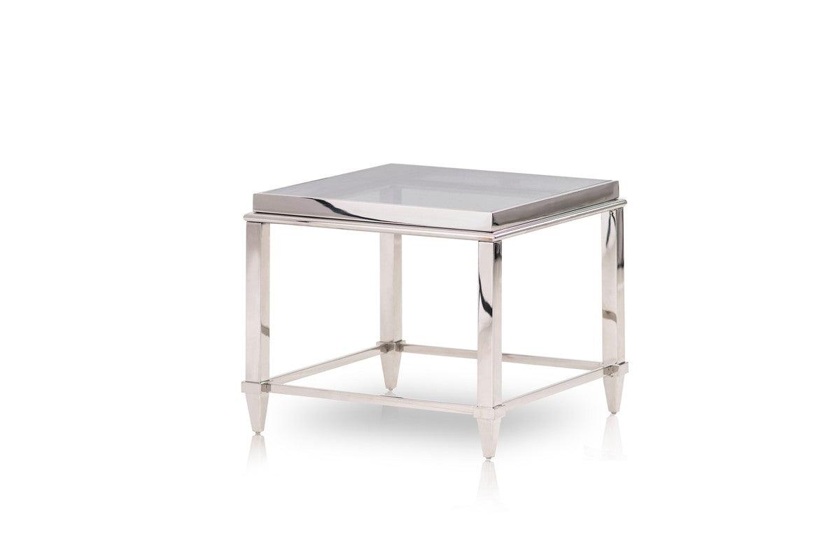 Vig Furniture - Modrest Agar Modern Glass & Stainless Steel End Table - Vghb235B