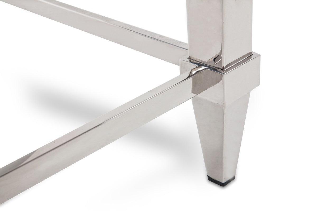 Vig Furniture - Modrest Agar Modern Glass & Stainless Steel End Table - Vghb235B