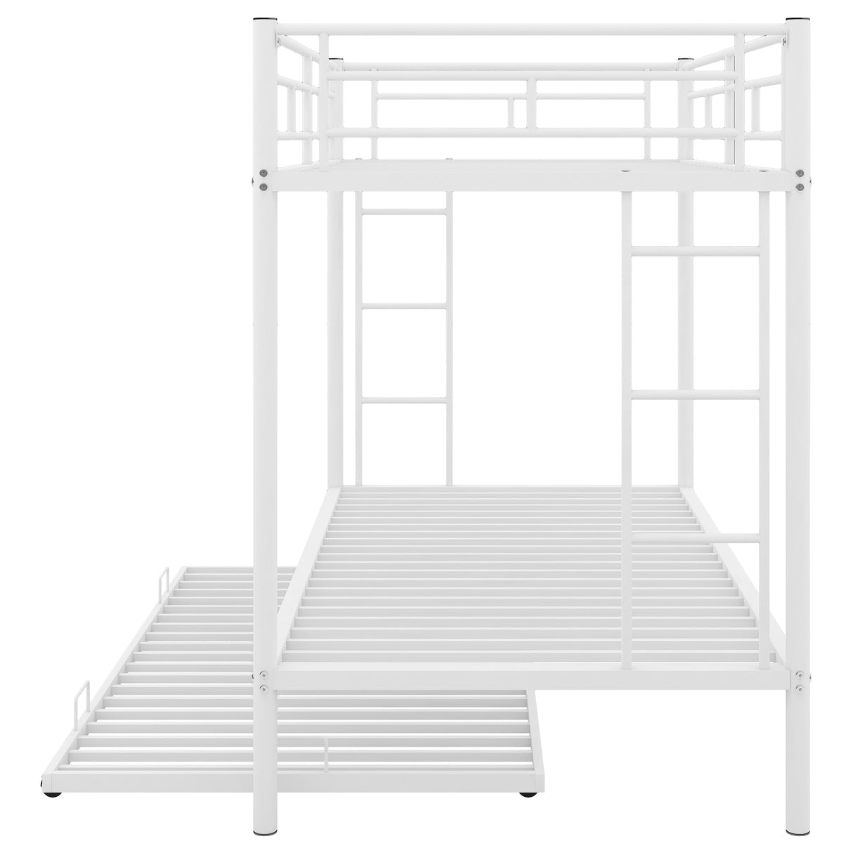 Twin over Twin Bunk Bed with Trundle, White - Home Elegance USA