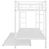 Twin over Twin Bunk Bed with Trundle, White - Home Elegance USA