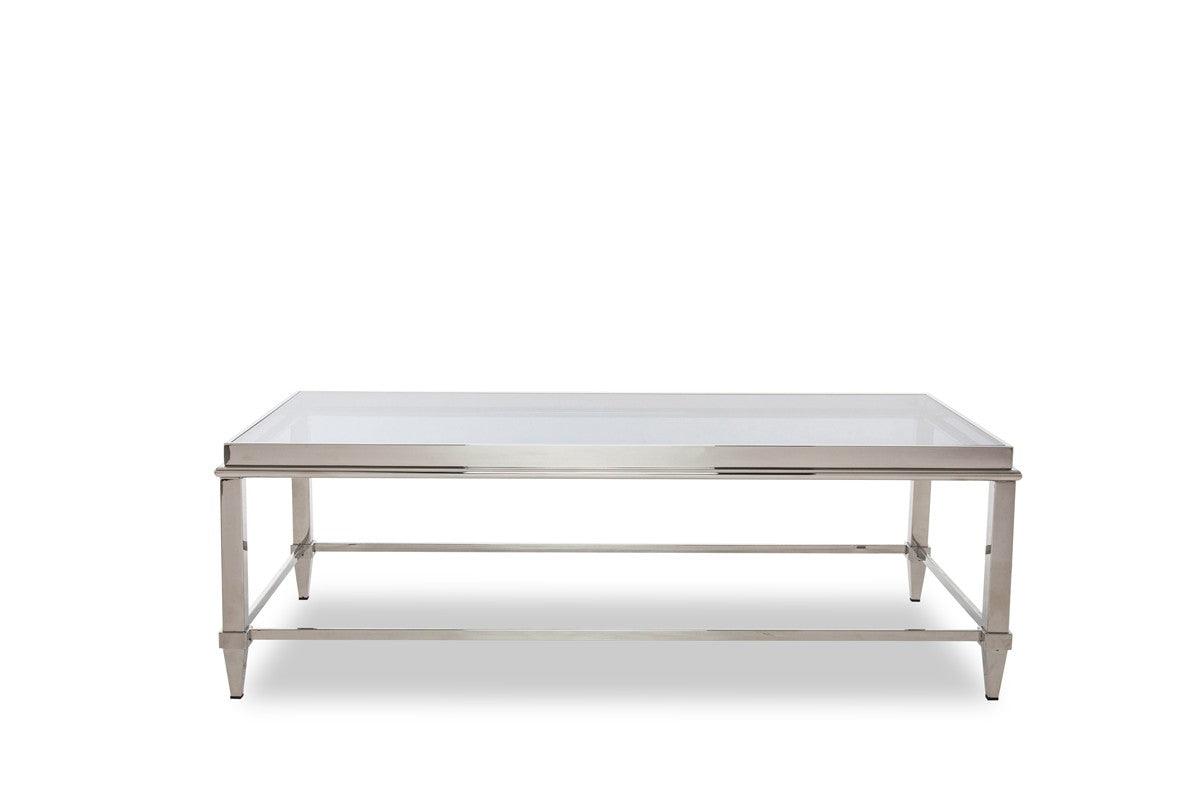 Vig Furniture - Modrest Agar Modern Glass & Stainless Steel Coffee Table - Vghb235D