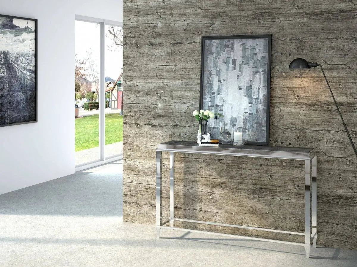 Vig Furniture - Modrest Agar Modern Glass & Stainless Steel Console Table - Vghb235X