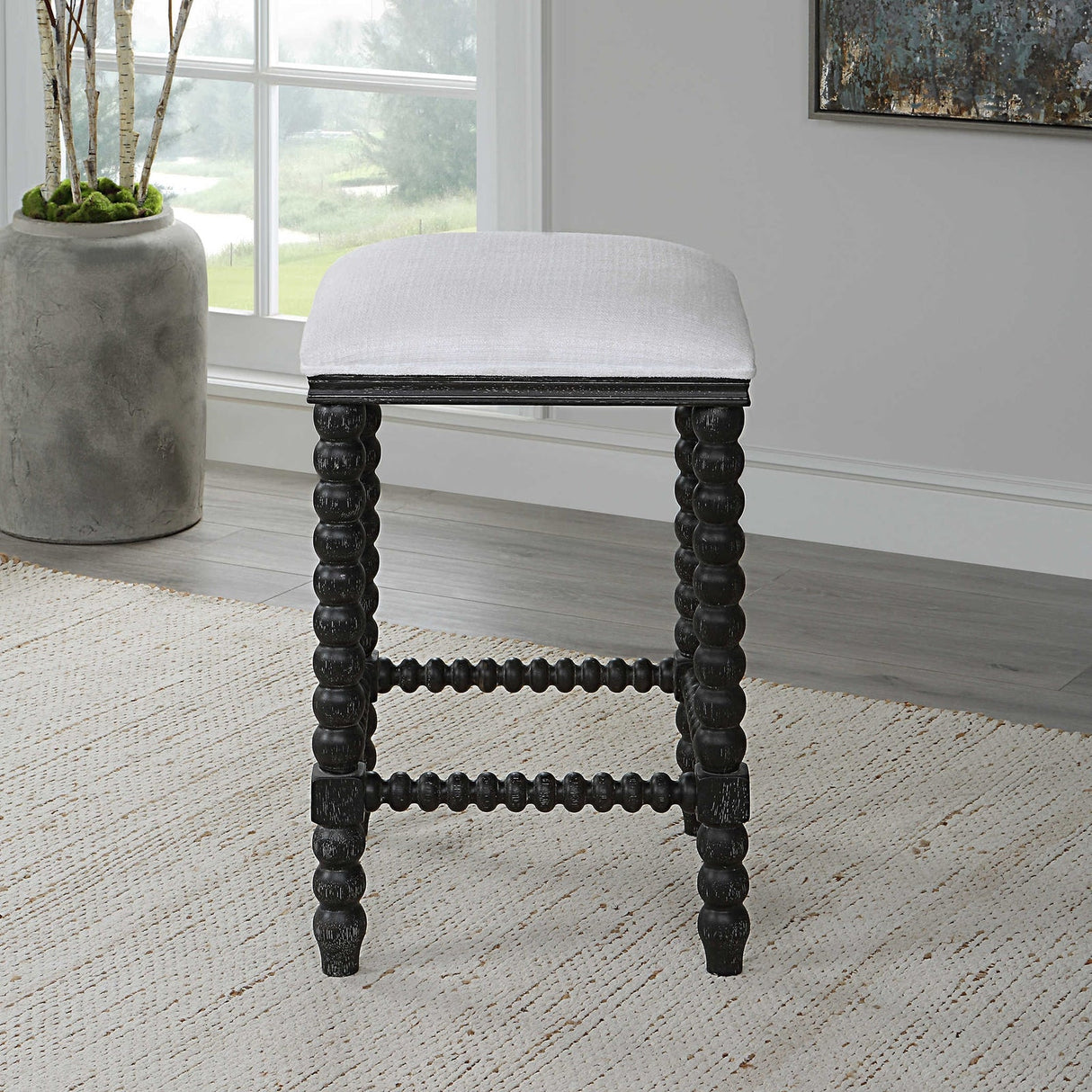 Uttermost Pryce Black Backless Counter Stool - Home Elegance USA