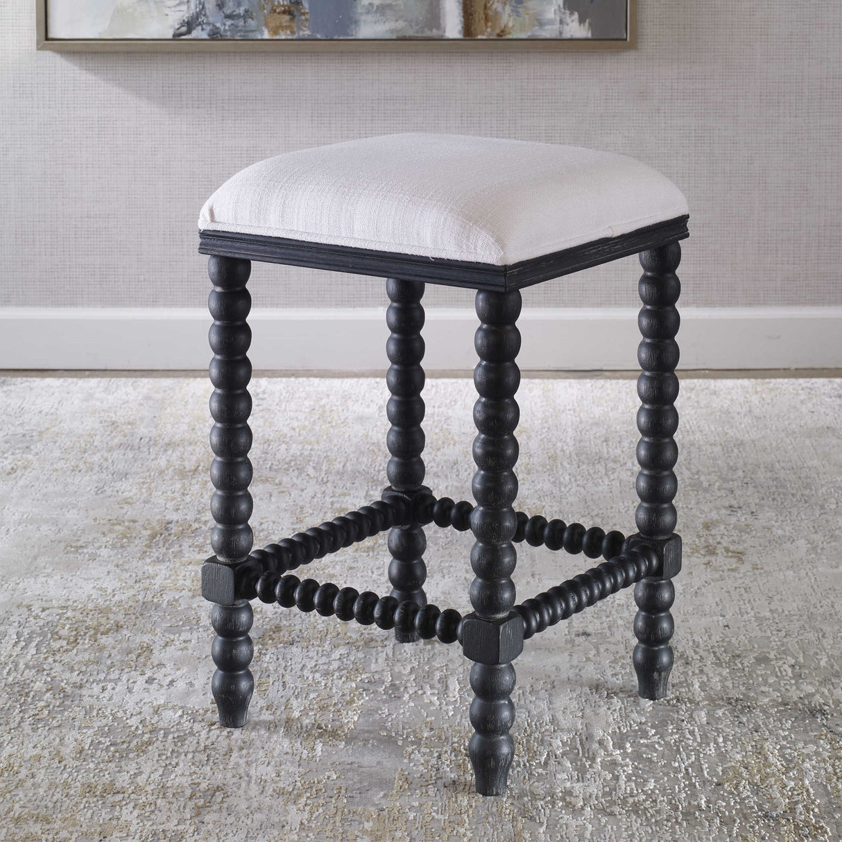 Uttermost Pryce Black Backless Counter Stool - Home Elegance USA