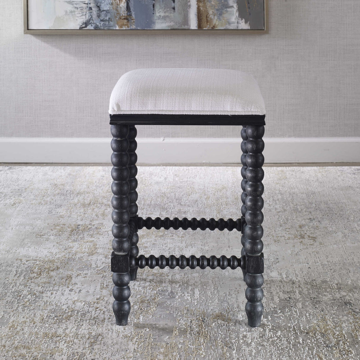 Uttermost Pryce Black Backless Counter Stool - Home Elegance USA