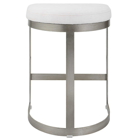 Uttermost Ivanna Backless Silver Counter Stool - Home Elegance USA