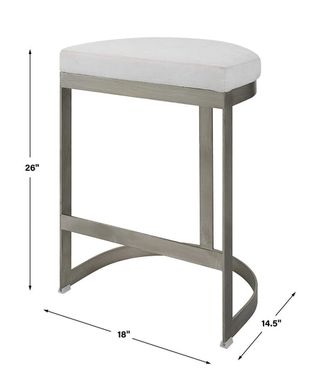 Uttermost Ivanna Backless Silver Counter Stool - Home Elegance USA