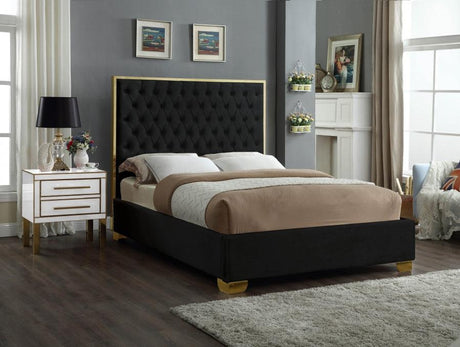 Meridian Furniture - Lana Velvet Queen Bed In Black - Lanablack-Q